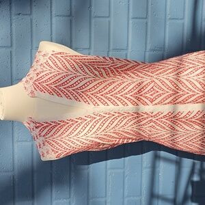 Badgely Mischka Red White Eden Eyelet Dress Size 4